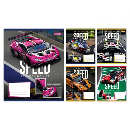 Зошити учнівські 12 аркушів коса лінія 1B Speed as a way of life, 25 шт. в упаковці