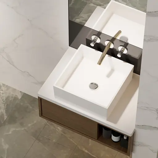 Раковина глянцева накладна Amidicon Ring 40 400x400 з литого каменю RING_40_HL, Білий - фото 7