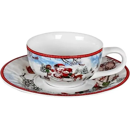 Чашка новогодняя R33364 Зимняя история фарфоровая в подарочной коробке 120 мл Белая - фото 1