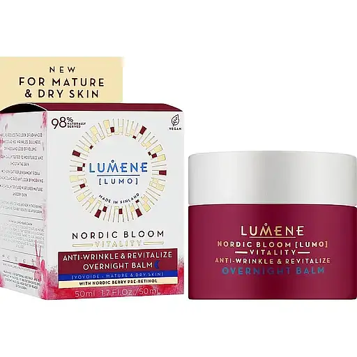Бальзам для лица Lumene Nordic Bloom Vitality Anti-Wrinkle & Revitalize Overnight ночной восстанавливающий против морщин для зрелой кожи 50 мл - фото 2