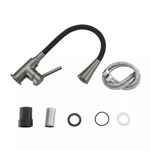 Смеситель для кухни с гибким изливом Frap F4044-9 Графитовый хром - фото 5