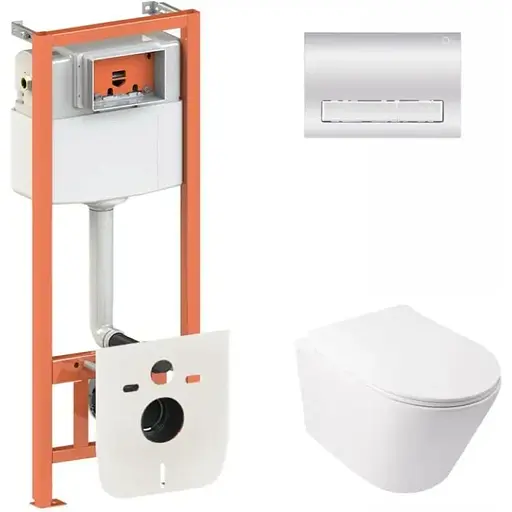 Набір Q-tap інсталяція 3 в 1 Nest QT0133M425 з панеллю змиву лінійною QT0111M08381CRM + унітаз з сидінням Swan QT16335178W - фото 1