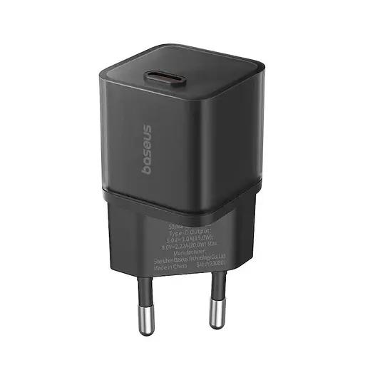 Мережевий зарядний пристрій Baseus GaN5S Fast Charger 1C 20W EU Cluster чорний - фото 1