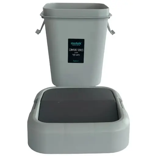 Мусорное ведро Motek на 8 л с поворотной крышкой 22.5х22.5х30 см Серый (COB-410)  - фото 4
