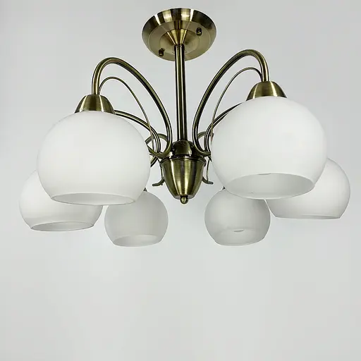 Люстра в бронзовому корпусі на 6 білих плафонів Line.F 91063/6 AB+WT - фото 1