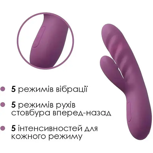 Вибратор-кролик Svakom Avery Lilac со двигающимся стволом - фото 4