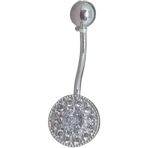 Серебряная серьга для пирсинга пупка Ирий. 6021