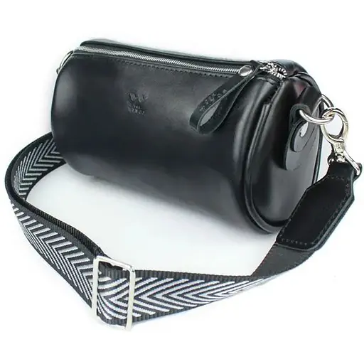 Шкіряна сумка поясна-кроссбоді Cylinder чорна - фото 1