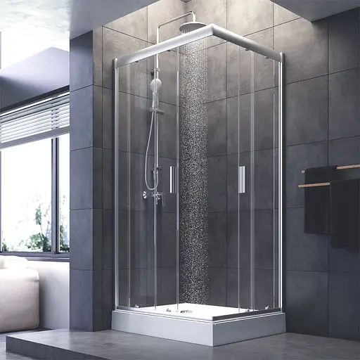 Душевая кабина Am.Pm Gem 100x80 см без поддона хром W90UG-404-100280-MT, Универсальная, прозрачная, хром - фото 3