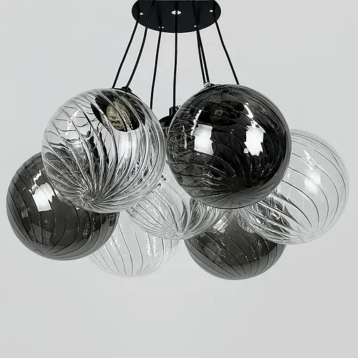 Люстра-пучок на 7 плафонів графіт+прозорий Ø 36 см | Line F | Арт. 1034/7 BK - фото 3