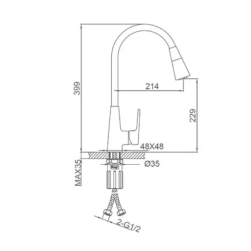Змішувач для кухні Frap з гнучким виливом F4471-9 - фото 5