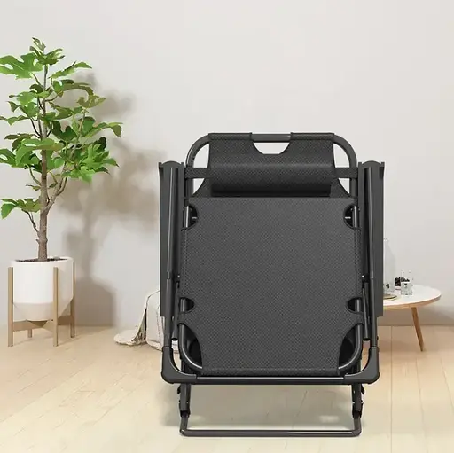 Розкладне крісло ліжко з подушкою Leobro Темно-сіре (LB-FCB-G2-BLK) - фото 4