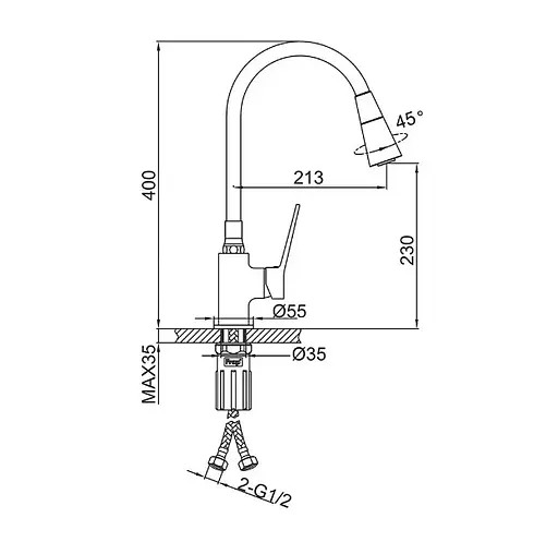 Смеситель для кухни Frap с гибким изливом F4462-9 - фото 7