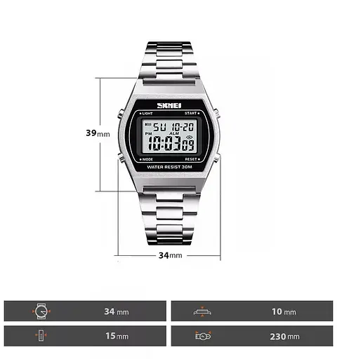 Наручний годинник Skmei 1328 Silver glass mirror, 1328SI (18482) - фото 8