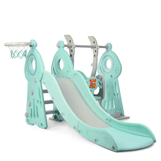 Дитяча гірка-гойдалка BAMBI WM19011-5 з баскетбольним кільцем, ш152-г184-в103см, голуба