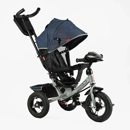 Трехколесный велосипед Best Trike 3390-32-068 с надувными колесами фарой USB и пультом синий - фото 2
