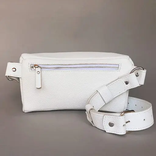 Шкіряна поясна сумка Explorer S біла - фото 6