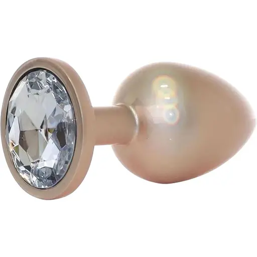 Анальна пробка Jewellery Pearl Gold Plug Clear S 7 см (золотий)