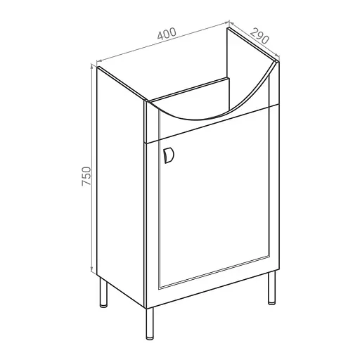 Тумба для підлоги RJ Fort-B з умивальником Arteco K667-005 40 см Білий RJFU010-0140WHSET(RJFU010-0140WH + K667-005) Білий - фото 2