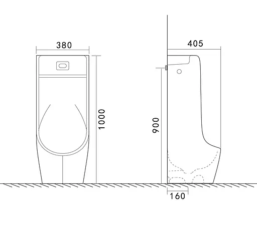 Напольный писсуар Mixxus Premium Bevel-0901 380x405x1000 мм с ИК-датчиком автоматического смыва MP6665, Белый - фото 2