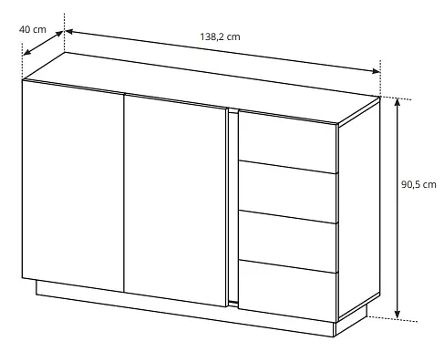 Комод Perfect Home Арко/Arco 2-дверный с 4 ящиками 2D4S/138 Дуб артизан/графит (PFH-091063) - фото 3