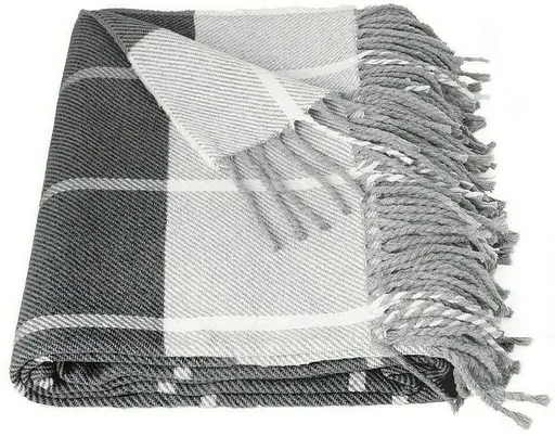 Плед бавовняний Vladi Валенсія Гаррі 140х200 біло-сірий-темно-сірий - фото 1