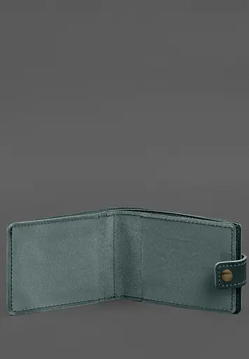 Кожаная обложка-портмоне на удостоверение ГСЧС зеленая - фото 3