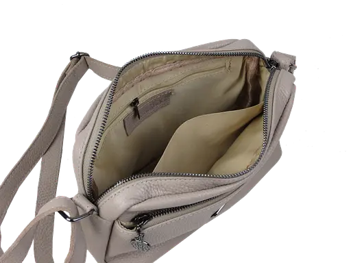 Женская кожаная сумка Borsacomoda на плечо песочная sum0028715 - фото 9