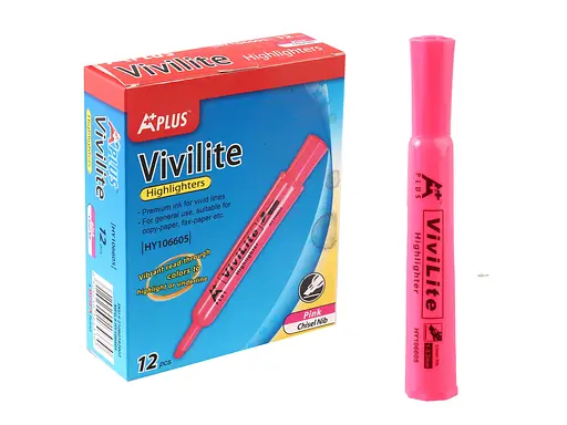 Набор текст-маркеров Beifa, 106605-PIN, скошенный наконечник, розовый, 12 шт. в упаковке