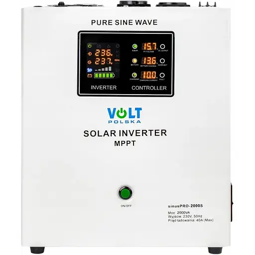 Гібридний ДБЖ/інвертор Volt Polska SINUS PRO 2000 S 24/230V 1400/2000W + 40A MPPT 100V (3SPS200024) - фото 2