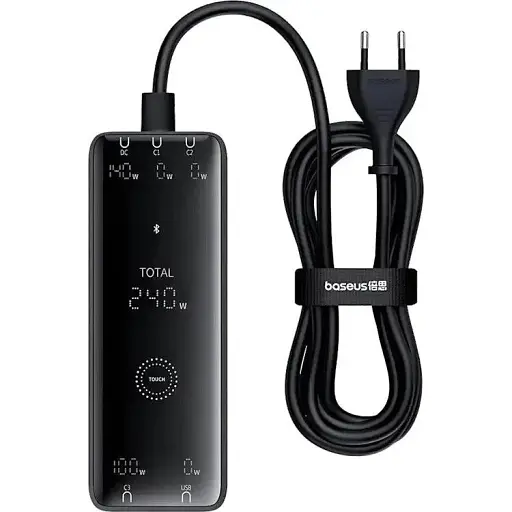 Зарядний пристрій Baseus Digital Fast GaN Charger 240W 3C+U+DC (P10163901113-00) розумний з APP - фото 1