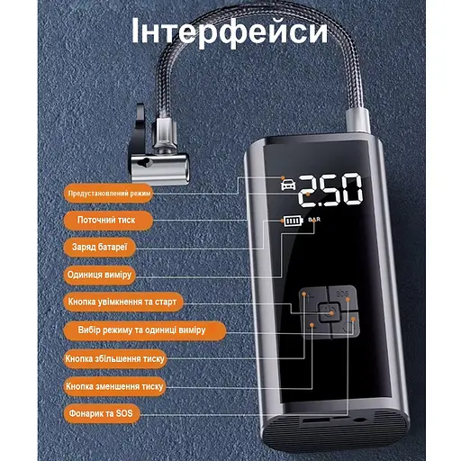 Акумуляторний насос - компресор для авто, мотоцикла, велосипеда Nectronix PR-325 (101138) - фото 7