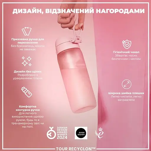 Пляшка для води ION8 750 мл (ЕКО пляшка) BPA Free Rose Quartz (I8RF750ROS) - фото 3