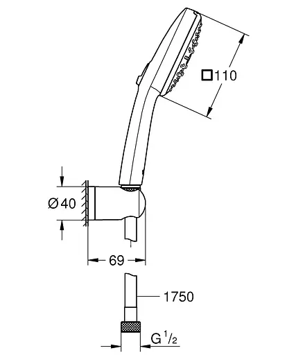 Душовий гарнітур Grohe Vitalio Comfort 3 режими струменя 110 26176001, Хром - фото 4