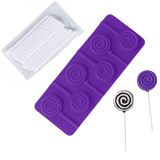Силиконовая форма для леденцов и конфет на палочке "Спираль", Kitchen Master Фиолетовый 87620 - фото 1