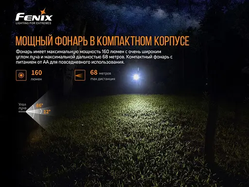 Ручний міні ліхтарик Fenix E12 V2.0 160лм 1хАА (Чорний) - фото 8
