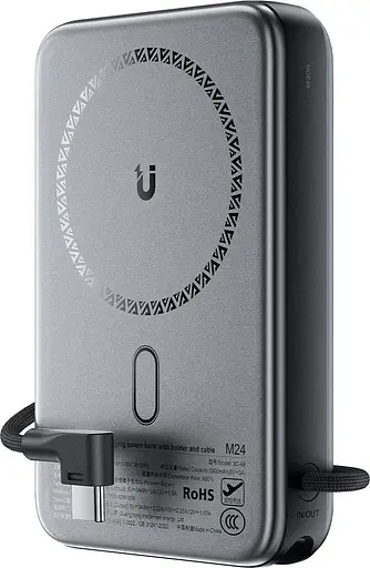 Павербанк Acefast Magnetic Wireless Gray 10 000 mAh / 22.5 Вт (6974316284871) - фото 1