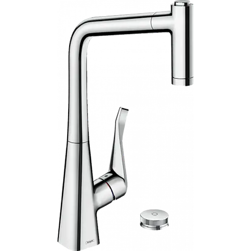Змішувач Hansgrohe Metris Select 320 2jet кухонний на 2 отвори з витяжним виливом Sbox Chrome 73806000 Хром - фото 1