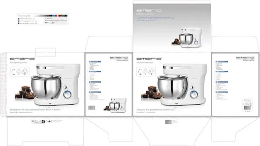 Кухонный комбайн EMERIO KM-123117 Машина для смешивания с чашей из нержавеющей стали объемом 5 л + 3 смешивающих инструмента. - фото 4