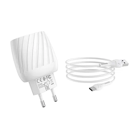 Зарядный комплект Hoco C78A Max energy 2 юсб порта набор с кабелем Lightning - фото 1