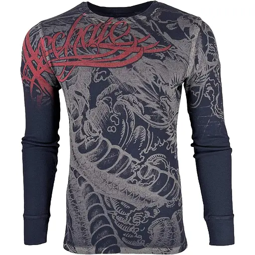 Футболка с длинным рукавом Archaic by Affliction Men's Thermal Shirt Dragon Rage 3XL