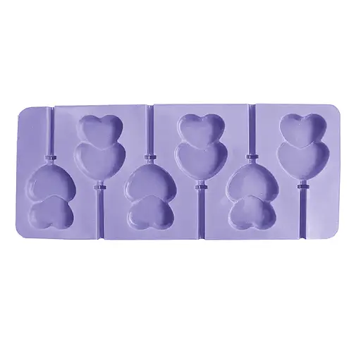 Силиконовая форма для леденцов и конфет на палочке "Сердечки", Kitchen Master Сиреневый 87407 - фото 1