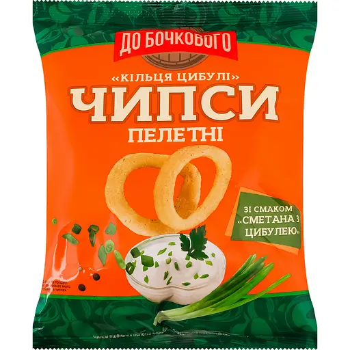 Чипсы пшеничные пеллетные До Бочкового Кольца лука со вкусом Сметана с луком 50 г
