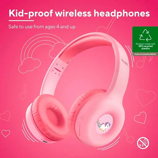 Навушники Trust On-ear Nouna Kids Wireless Mic рожеві - фото 2