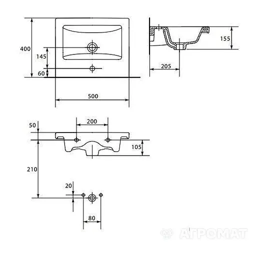 Тумба підлогова ПіК Альба Т1 з раковиною Cersanit Como 50 см Білий 30412 - фото 6