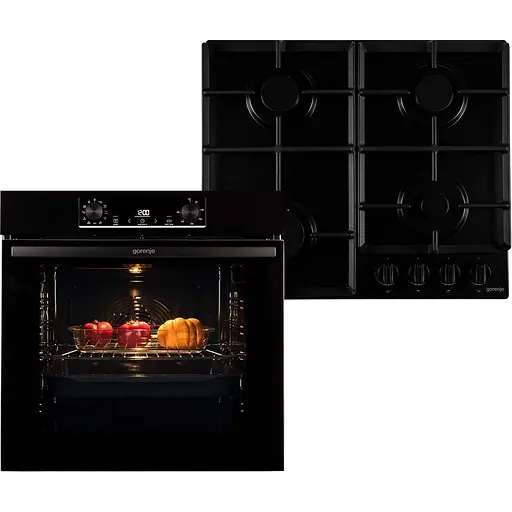 Комплект духовка электрическая Gorenje BO6735E05B + поверхность газовая на стекле GTW641EB 743549 черная