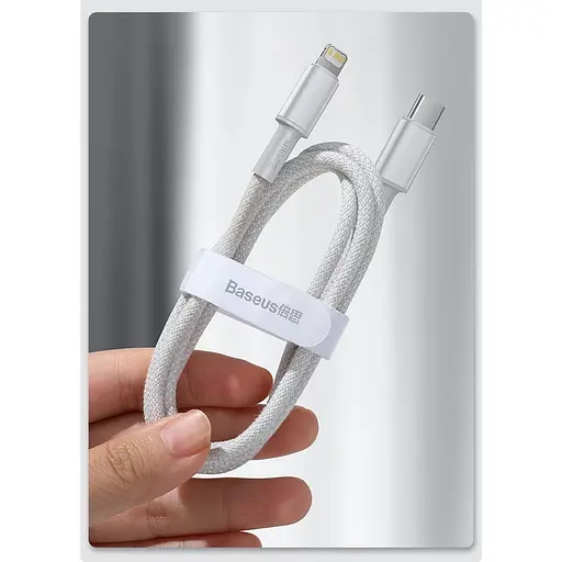 Кабель Baseus High Density Braided USB-C to Lightning 1 метр (CATLGD-02) белый - фото 1