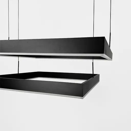 Чорна люстра з двома підвісними квадратами 60 та 80 см | Line F | Арт. MJ223-800+600 BK - фото 6