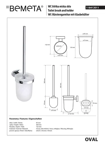Туалетний йоржик Bemeta Oval з тримачем 118413011, Білий - фото 2