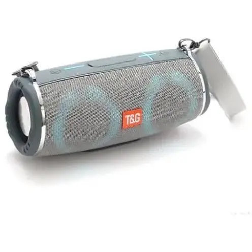 Портативна бездротова Bluetooth-колонка T&G TG642 з потужним звучанням, LED-підсвіткою та ремінцем для перенесення Сірий - фото 1